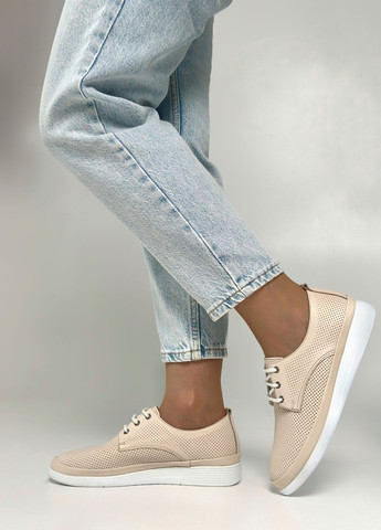 Слипоны женские кожаные Sherlock Soon светло-бежевые демисезоны (301032561)