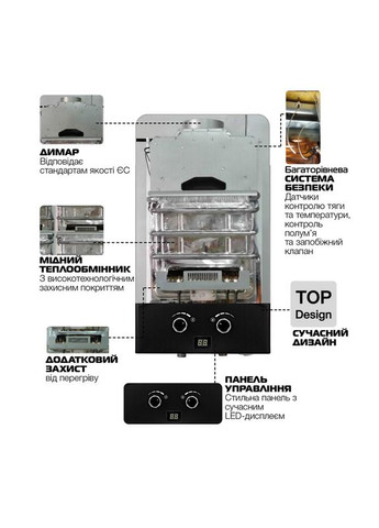 Газова колонка GWH-0210 BASIC BLACK димохідна 10 л/хв ( ) (WH0023) Mixxus (366323136)