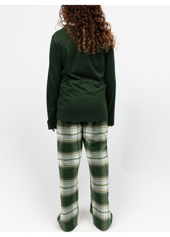 Зеленая зимняя пижама детская унисекс 3169fer – праздничная новогодняя коллекция family look футболка + брюки Cyberjammies Fern