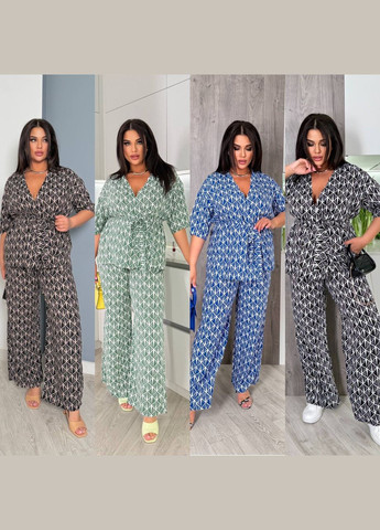 Костюм штапель,кофта на запах та штани із кишенями No Brand (329421977)