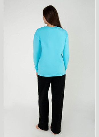 Блакитна зимня піжама тепла жіноча блакитна кофта + брюки Malta