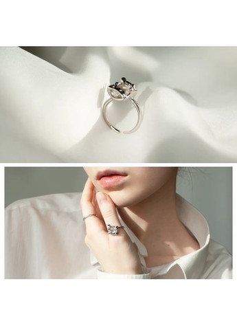 Кольцо серебристое Дуальность Сияние асимметричное минимализм с прозрачным камнем корейский стиль нежная безразмерная кокетт No Brand (321970926)