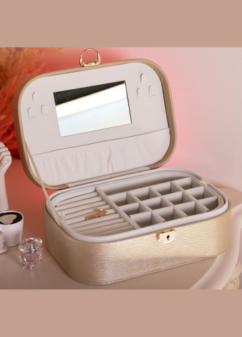 Ящик-органайзер для украшений с замком 26х18х9,5 см, бежевый Yiwu (324069761)