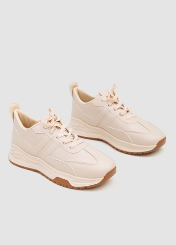 Кроссовки женские экокожа,, 243R186-126 Fashion светло-бежевые всесезоны (313289781)