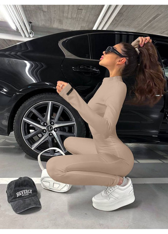 Жіночий утеплений комбінезон Asi.Store.ua комбінезон-брюки бежевий спортивний, повсякденний, вечірній, кежуал дайвінг