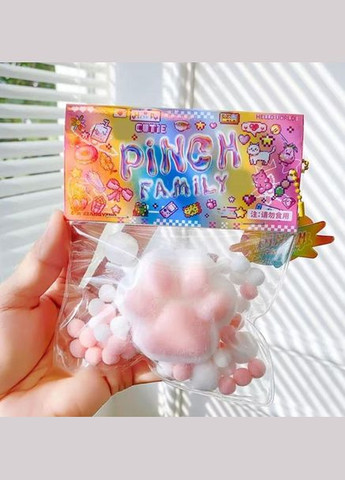 Игрушка-антистересс Сквиши Pinch Family Лапка Котика махровая 7 см розовая oldbro (307364684)