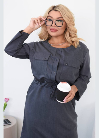 Серое повседневный платье стильная приталенная popluzhnaya