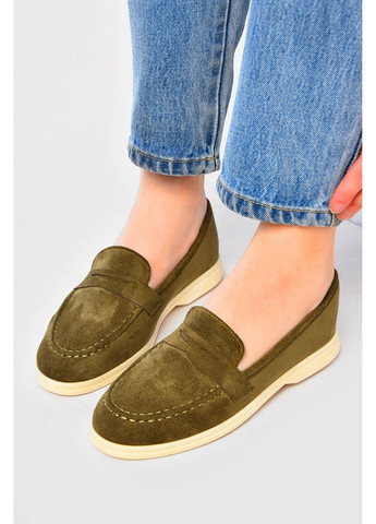 Let's Shop Туфлі-лофери жіночі кольору хакі лофери хакі з штучний нубук, україна — демісезон (356454678)