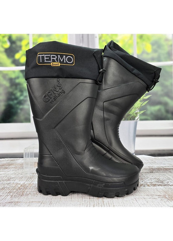 Черные повседневные зимние сапоги мужские рыболовные высокие пенковые с меховой вставкой Gipanis