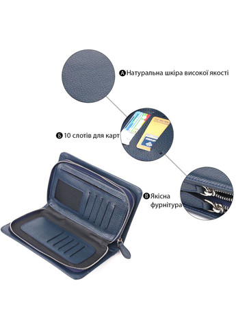 Відмінна чоловіча барсетка на два відділення з натуральної зернистої шкіри 21568 Синя Canpellini (331911214)