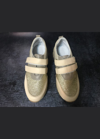 Бежеві всесезонні шкіряні кросівки для дівчаток на липучці пудра 11Shoes