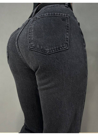 Джинсы женские 1563 клеш mom flare с ремнем черные Cracpot - (363130888)