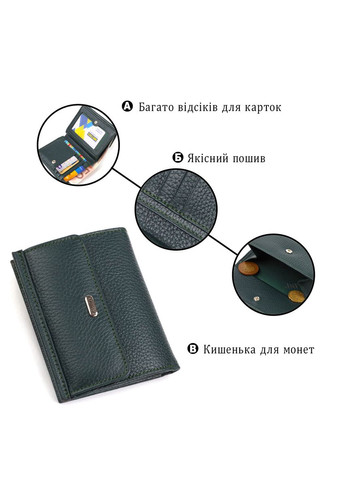 Жіночий шкіряний гаманець із монетницею та відділеннями для карт зелений (sku_21812) No Brand (328218474)