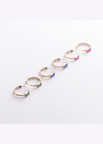 Золотые серьги - кольца Аннабель с синими фианитами с08498 Oniks (264644469)