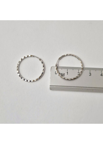 Срібні сережки кільця Конго з насічками 25 мм срібло 925 проби Родоване 003/2.5 1.45г Nobrand (366339874)