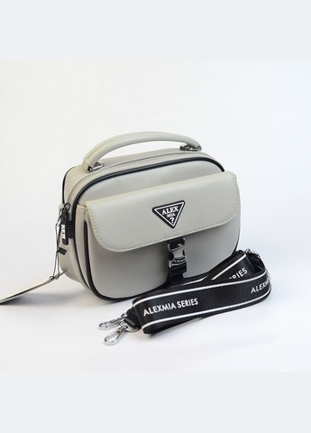 Сіра жіноча маленька сумка крос боді через плече на блискавці Alex&Mia (338182409)