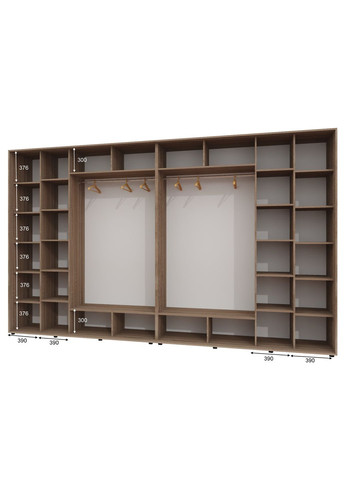 Шафа-купе чотиридверна 380*60*240 см Дуб Сонома трюфель 4 двері ДСП + Дзеркало + Дзеркало + ДСП ШК-02 Алекса (360478429)