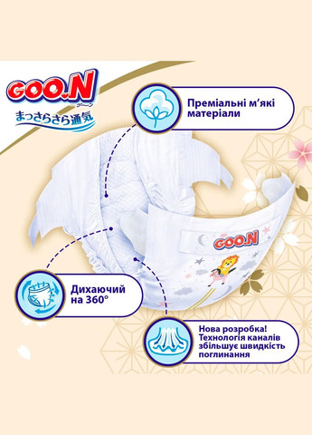 Підгузки на липучках Premium Soft 3/М (5-9 кг), 64 шт. Goo.N F1010101-154 (327223472)