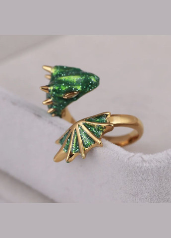 Кільце Дракончик, Емаль, Зелений No Brand (276195323)