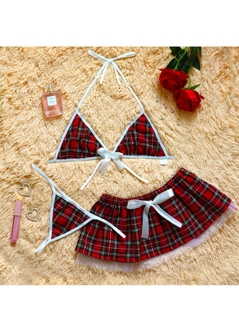 Красный демисезонный ролевой костюм сексуальной школьницы xs-m красный No Brand