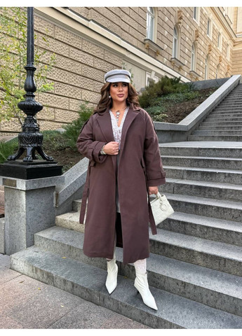 Коричневое демисезонное Пальто Утепленное на синтепоновой подкладке пальто-рубашка Україна