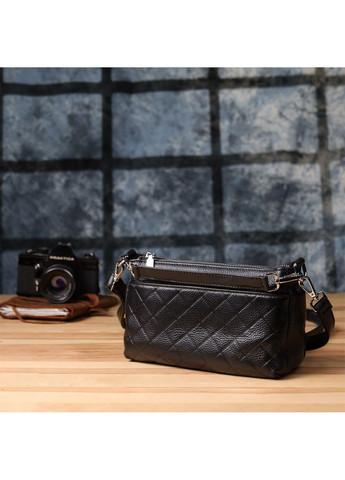 Стильна жіноча сумка з двома ремінцями із натуральної шкіри 22926 Чорний Vintage (349442750)