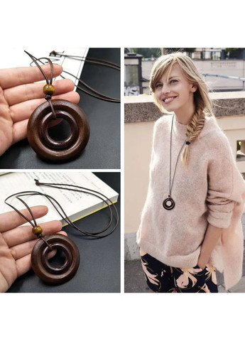 Підвіска подвійне дерев'яне коло кулон круг на шнурку No Brand (337716511)