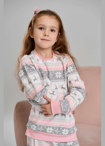 Молочна піжама зі штанами для дівчинки з оленьим принтом Nicoletta