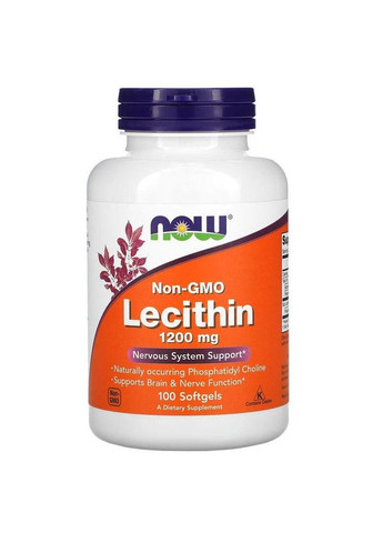 Соевый лецитин 1200 мг Lecithin поддержка нервной системы и мозга 100 мягких капсул без ГМО Now Foods (271672538)