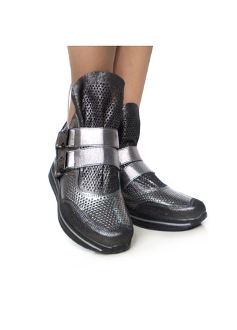 Кроссовки кожаные женские с перфорацией на танкетке 6см. De Marko серые демисезоны (346489124)