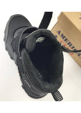 Черные осенние ботинки термо softshell уни. мех hl153 American Club