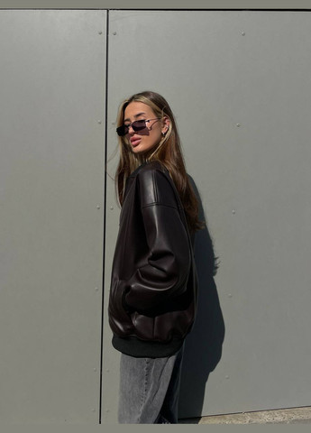 Кожаный бомбер из эко-кожи на замше. Україна пилот (авиатор) на молнии (327880220)