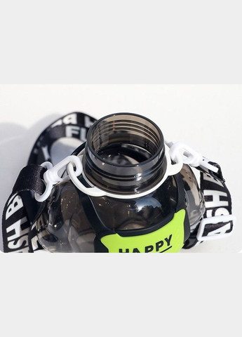 Пляшка для води Без Бренда 800 мл, Ведмедик з дозатором, ремінцем та трубочкою, Чорний ( ) No Brand (302392532)