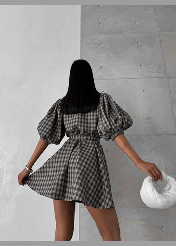 Серое повседневный платье DK/DL Мода без кордонів в клетку