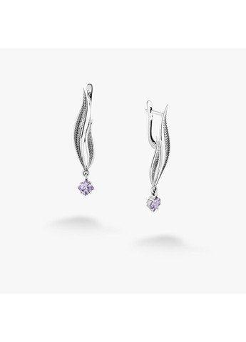 Сережки срібні Вербочка Lavender 925 Zirkon No Brand (364890955)