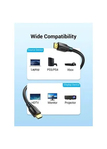 Кабель мультимедійний (AANBF) Vention HDMI M to HDMI M 1.0m 8K60Hz black (389128481)