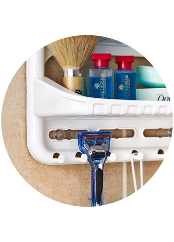 Пластиковая трехъярусная полка в ванную на присосках белая (09165) Dunya (365268319)