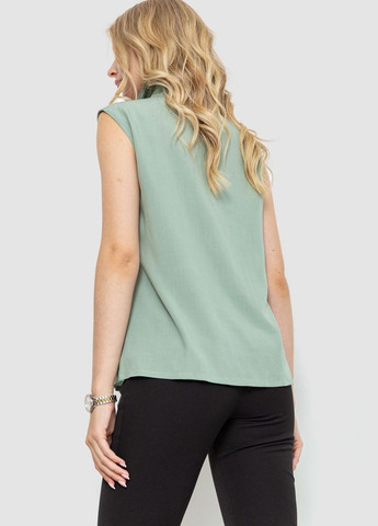 Оливковая летняя блуза без рукавов однотонная, цвет оливковый, Ager