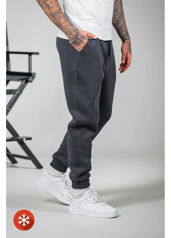 Чоловічі теплі спортивні штани OVERSIZE 3 Графіт Teamv (316355011)