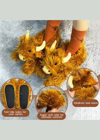 Тапочки домашні м'які, теплі, корова Хайленд No Brand (304057724)