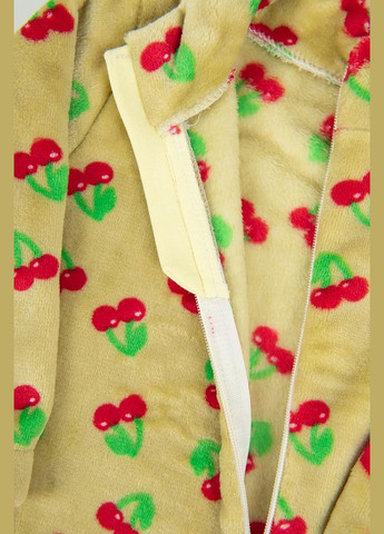 Детский теплый человечек Вишенки велсофт оливковый Україна (315050005)