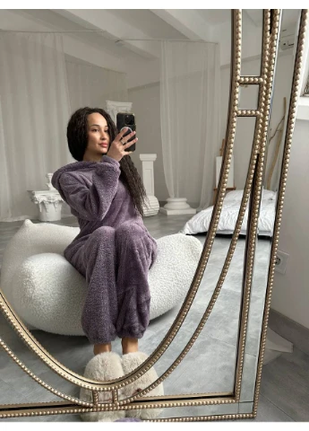 Фіолетова зимня жіноча піжама туніка + штани FINO Mode
