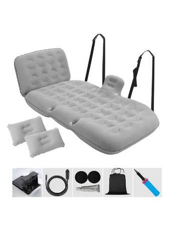 Портативний надувний матрац спальне місце з двома подушками насосом в салон машини автомобіля 130×75 см (481111-Prob) Сірий Unbranded (353827836)
