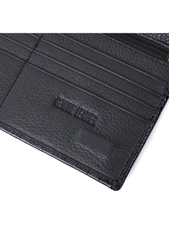 Лакований тонкий гаманець з фактурою під рептилію з натуральної шкіри 22716 Чорний st leather (298566686)