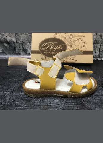 Шкіряні босоніжки на липучці жовтого кольору,, Україна Bistfor Босоніжки (338622827)