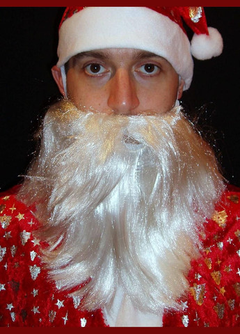 Борода біла 28 см 70 г Св. Миколая/Санта Клауса/Діда Мороза/старця/чаклуна - МІНІАТЮРНА No Brand (370135494)