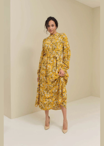 Желтое повседневный, кэжуал платье с пышной юбкой Seventeen с цветочным принтом