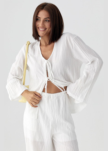 Свободный летний костюм с блузой на завязках Lurex (336678818)