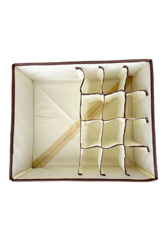 Органайзер для зберігання шкарпеток спідньої білизни дрібниць аксесуарів спанбонд 31х27х12 см (477014-Prob) Бежевий з собачками Unbranded (293343321)