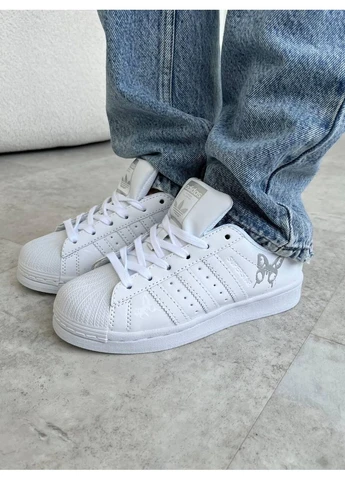 Белые летние кроссовки adidas superstar fly white silver адидас суперстар No Brand